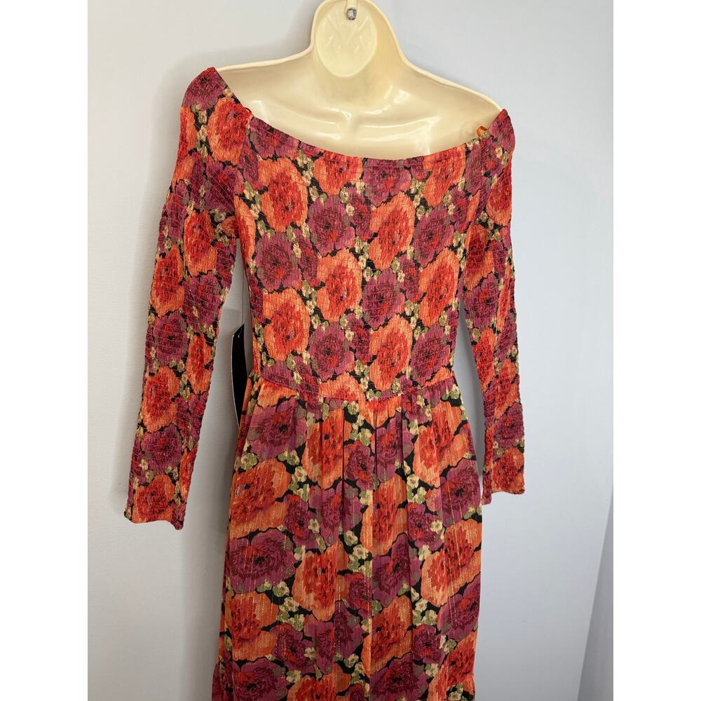 POMANDER PLACE Tuckernuck Rose Chiffon Joni Midi Dress Off Shoulder Sz L New - Picture 9 of 14